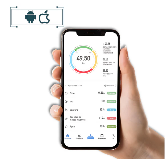 Balança de Bioimpedância Digital Bluetooth