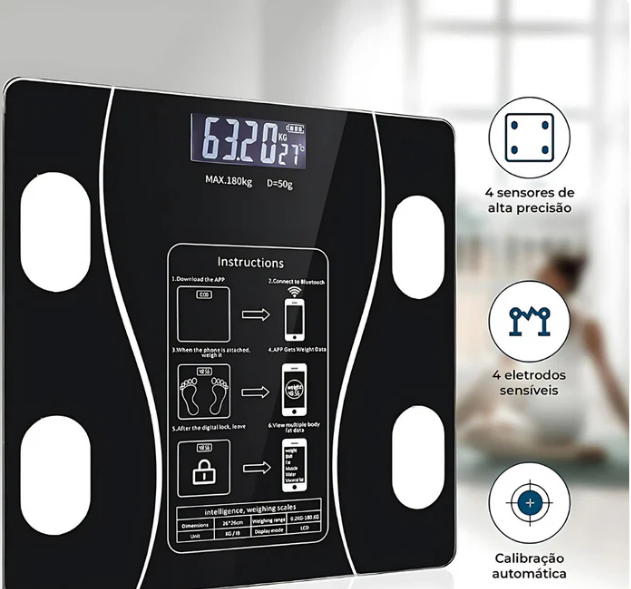 Balança de Bioimpedância Digital Bluetooth
